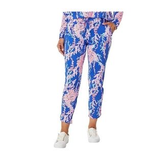 NWOT LILLY PULITZER EMORA KNIT PANTS BOREALIS BLUE SWIM ON OVER SZ M $100